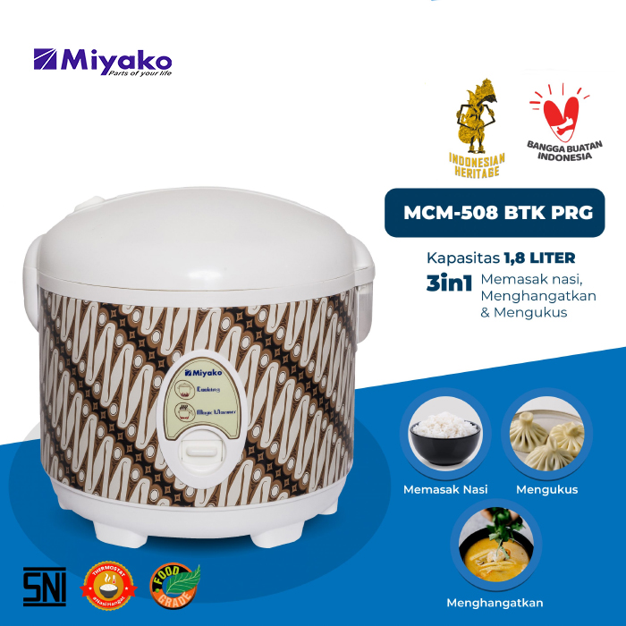 Miyako Magic Com / Rice Cooker Magic Warmer Plus 1.8 Liter - MCM508 BTK PRG